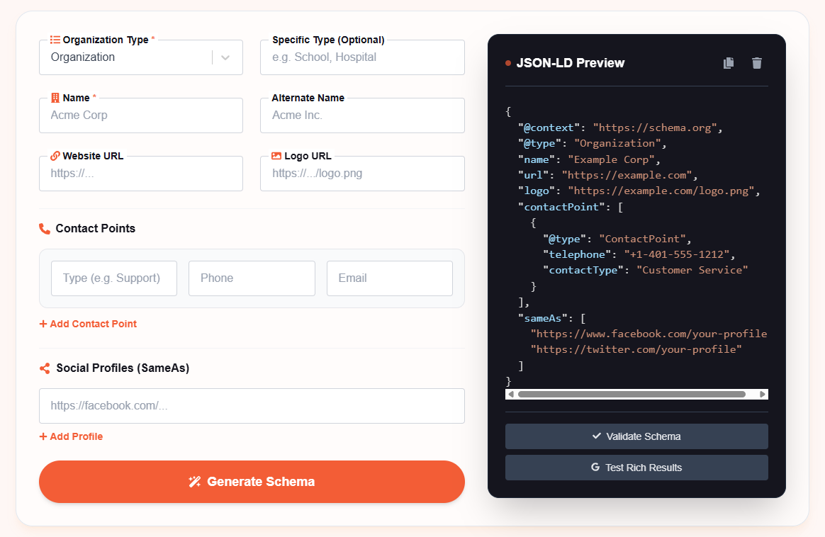 What is Organization Schema Generator?
