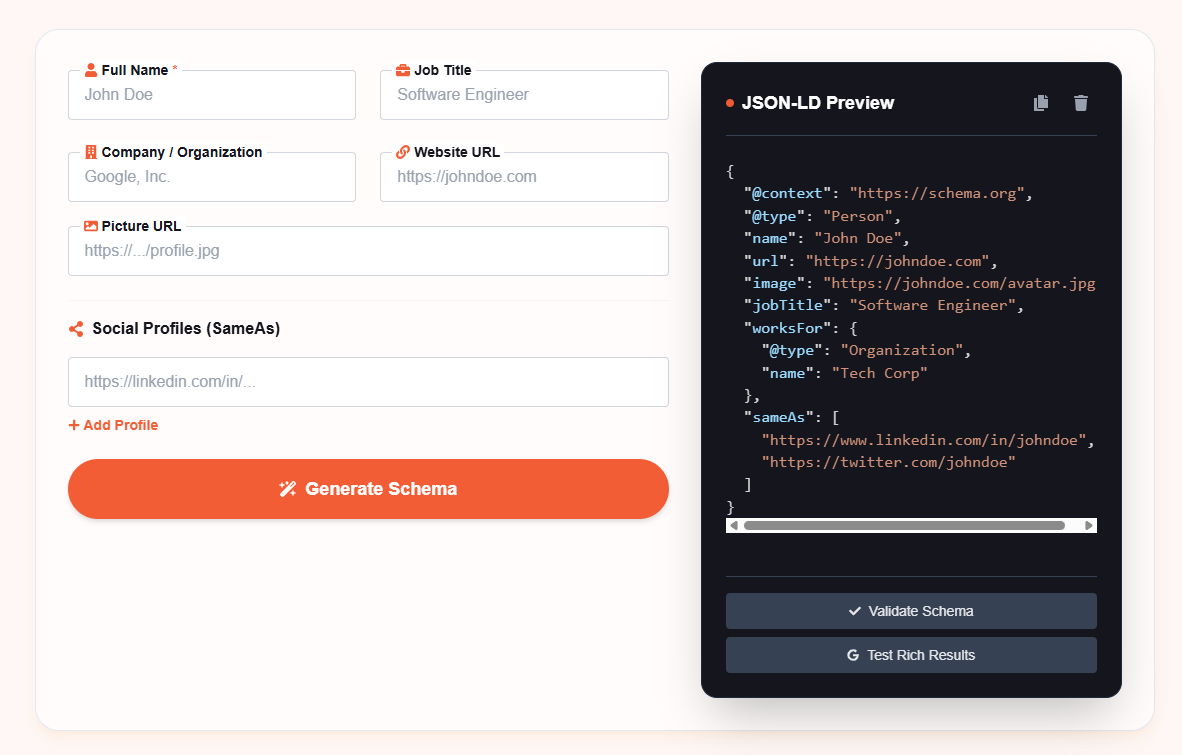 What is Person Schema Generator?