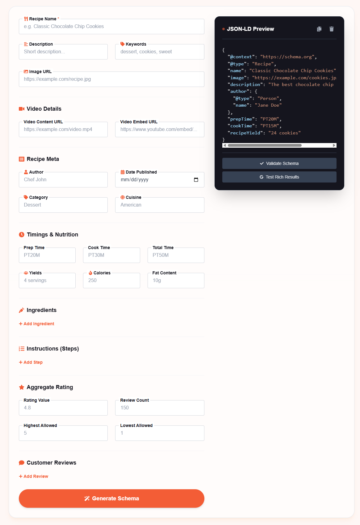 What is Recipe Schema Generator?