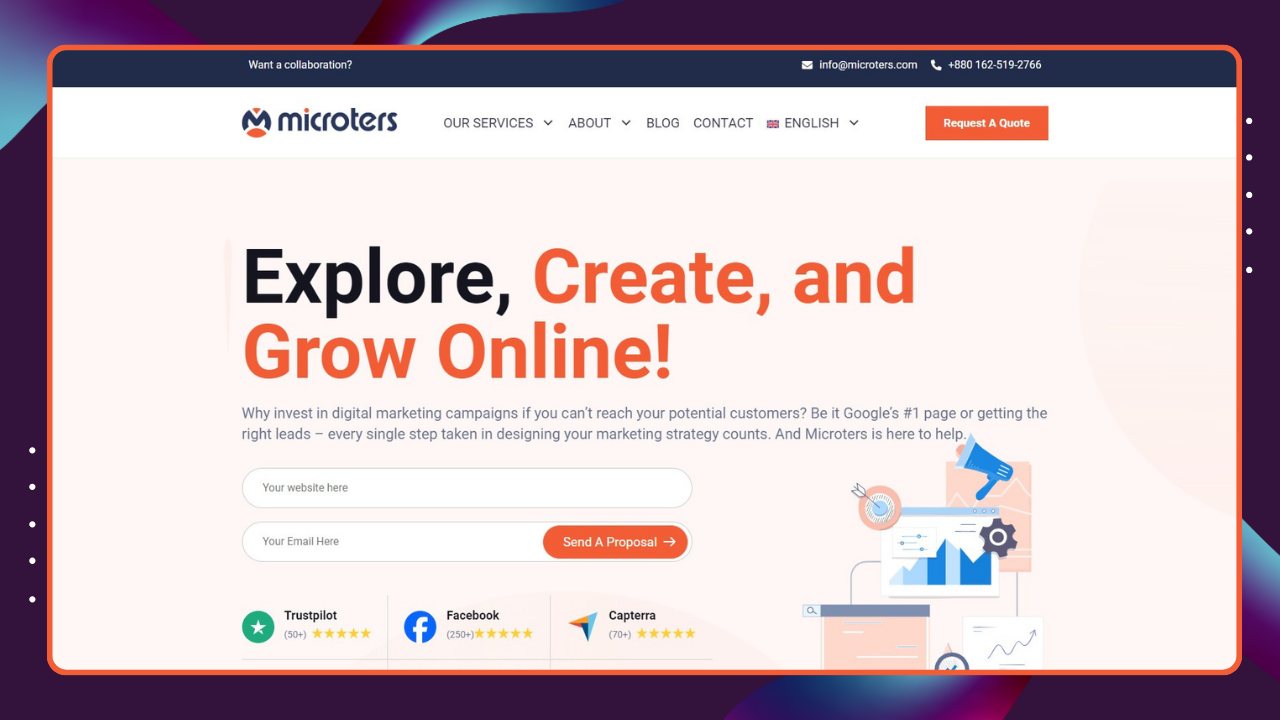 Homepage screenshot of a top SEO agency in Bangladesh