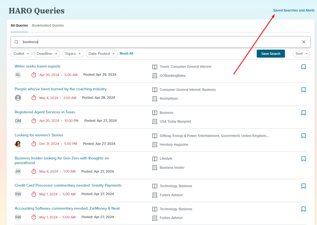 SEO performance report displaying high domain authority backlinks earned from HARO.