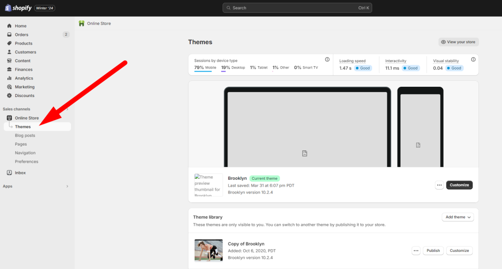 Search engine listing preview interface inside the Shopify dashboard.
