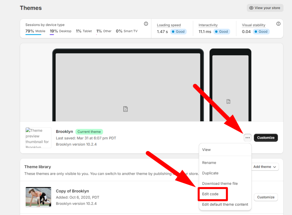 Selecting products in Shopify admin to edit SEO details.