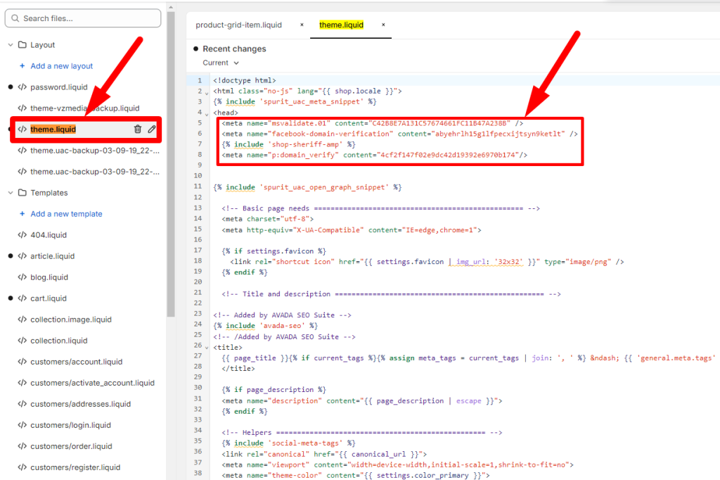 Entering page title and meta description for a specific page.