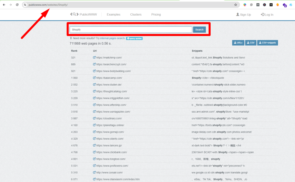 Analyzing a list of top Shopify stores found via Google