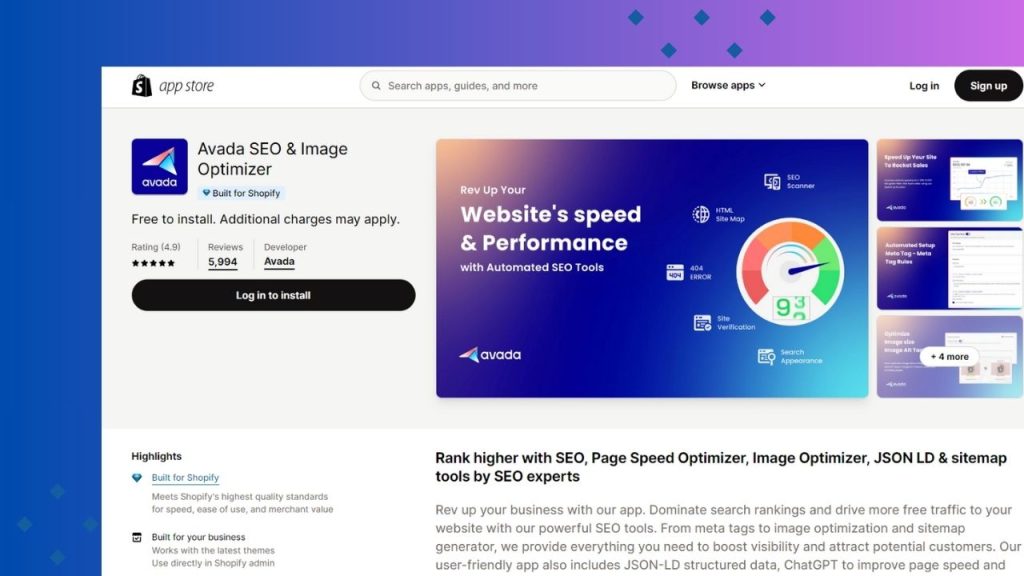 Avada SEO Suite dashboard with store optimization tools