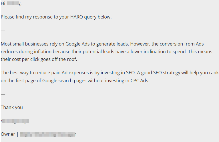 High-authority website displaying a backlink attribution acquired through HARO